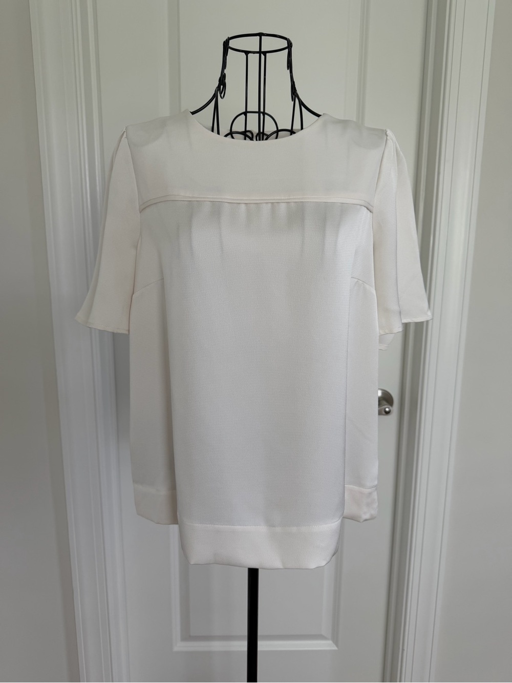 J. Crew Cream Short Flutter Sleeve Blouse